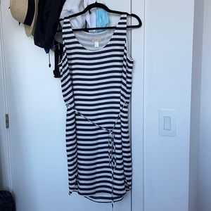 Loft Blue and White Tie Waist Dress Size Large